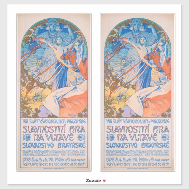 Sticker Poster d'Alphonse Mucha pour le Sokol Festival (19 (Feuille)