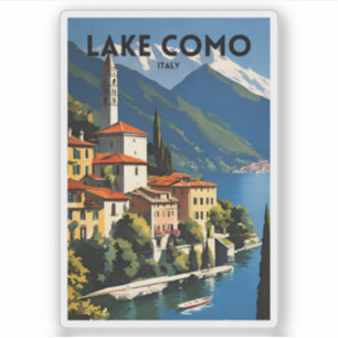 Sticker Poster de voyage traditionnel sur le lac de Côme I
