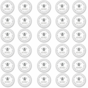 Sticker POT À MIEL BLANC MODIFIABLE 'Votre nom ici' DE 2"