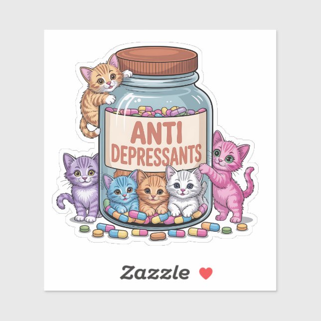 Sticker Pot anti-dépresseurs plein de chatons (Feuille)