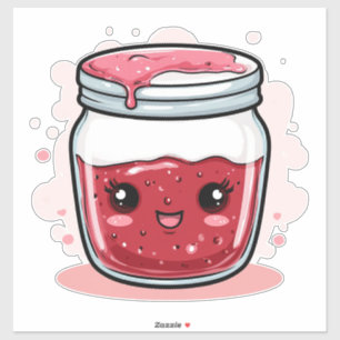 Sticker Pot de Confiture de Baies de Dessin Animé Mignon a