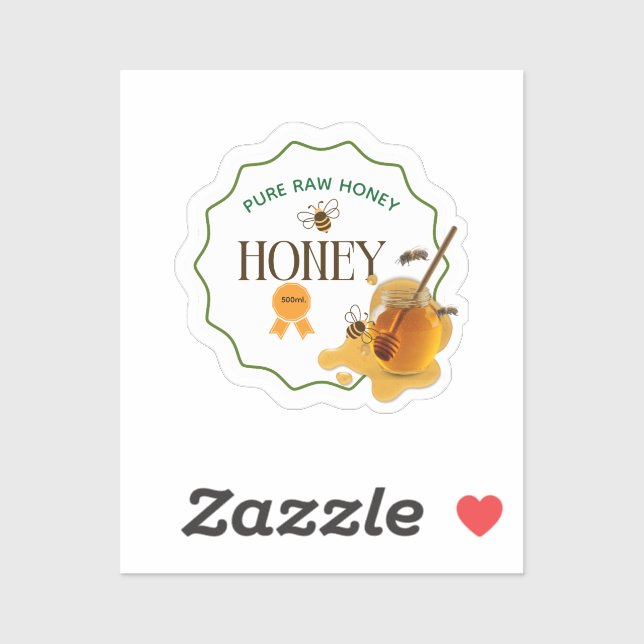 Sticker Pot de miel Abeille à miel Nid d'abeille Apiary (Feuille)