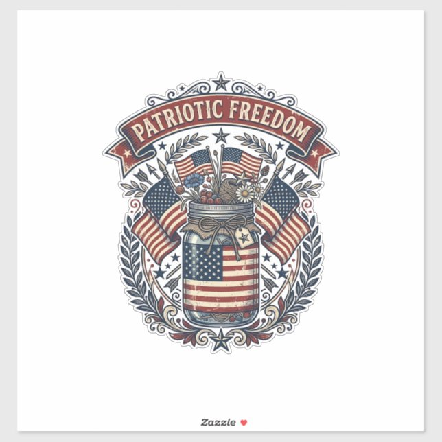 Sticker Pot Mason Patriotique Vie de Campagne (Feuille)
