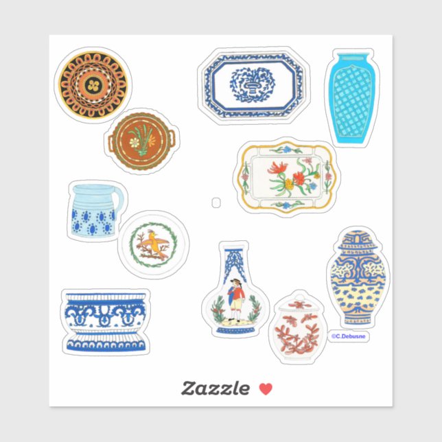 Sticker Poteries et faïences (Feuille)