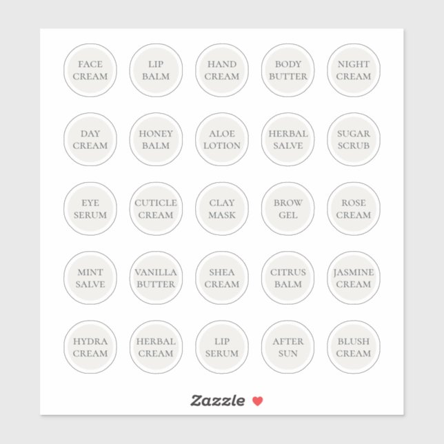 Sticker Pots cosmétiques personnalisables blancs de 1,14"  (Feuille)