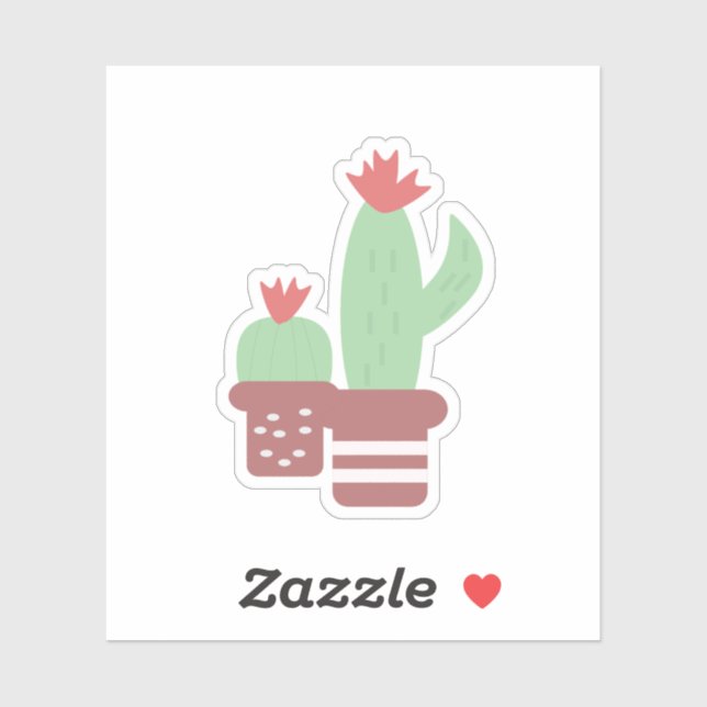 Sticker Pots en terre cuite de cactus formes jungle floral (Feuille)