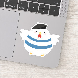Sticker Poule française mignonne avec le béret