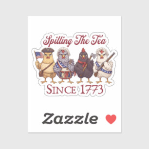 Sticker Poules drôles du 4 juillet qui bavent du thé depui