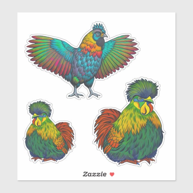 Sticker Poules fois Trois (Feuille)