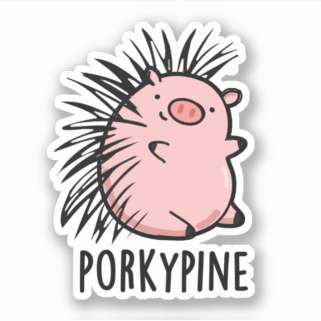 Sticker Poulet de porc-pin drôle Porcupine Poulet de porc (Devant)