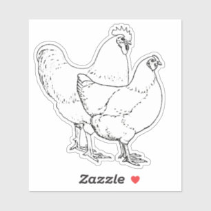 Sticker Poulet de race patrimoniale - Coq et Hen