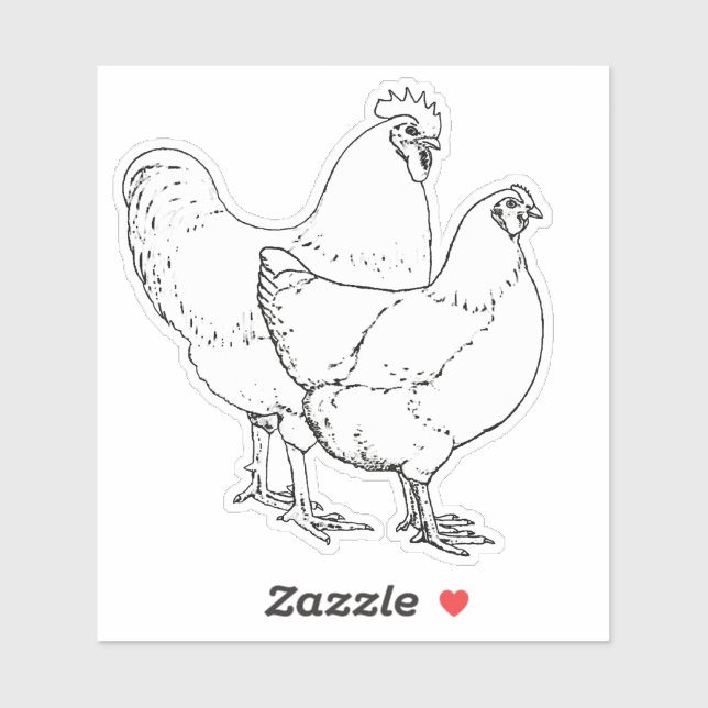Sticker Poulet de race patrimoniale - Coq et Hen (Feuille)