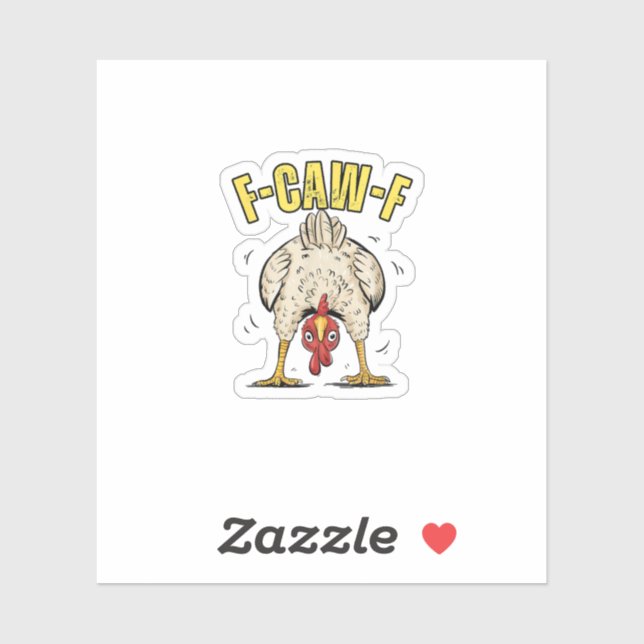 Sticker Poulet Drôle F-Caw-F Coq Pays Poule (Feuille)