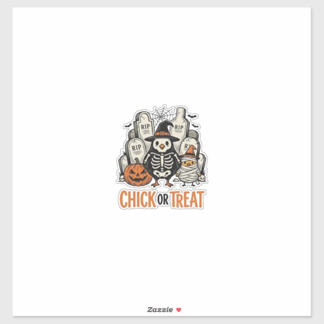 Sticker Poulet drôle ou traiter Graphique de poulet Hallow (Feuille)