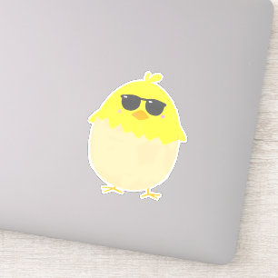 Sticker Poulet jaune funky de Pâques poulette cool