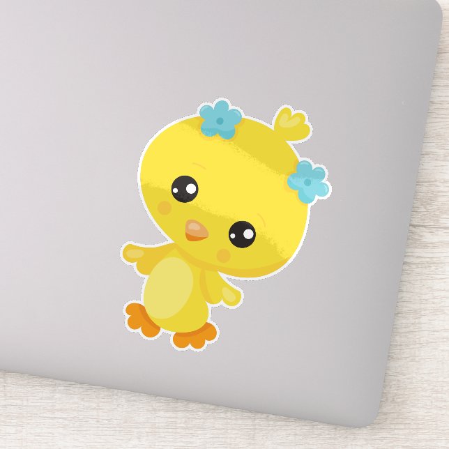 Sticker Poulet mignon, Poulet Bébé, Poulets, Fleurs (Détail)