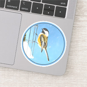 Sticker Poulet sur mangeoire - Art d'origine des oiseaux s