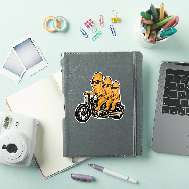 Sticker Poulets Nuggets Drôles à Moto (Couverture iPad)