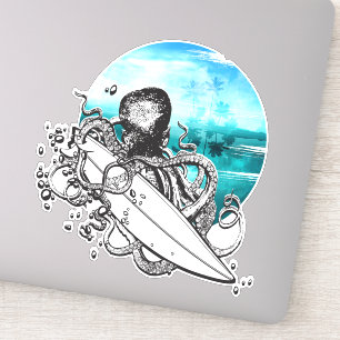Sticker Poulpe de surf d'été île océan