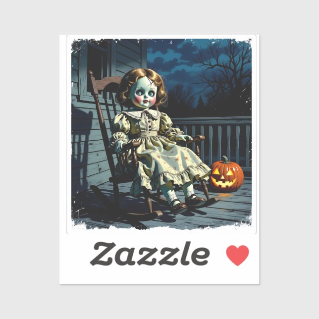 Sticker Poupée hantée et citrouille d'Halloween (Feuille)