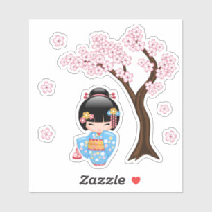 Sticker Poupée Maiko Kokeshi - Cute Japonaise Geisha Girl