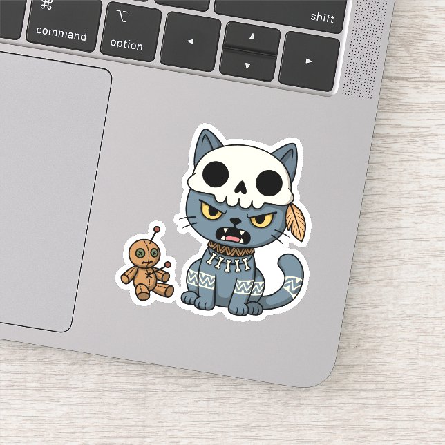 Sticker Poupée vaudou de chat sorcière (Détail)