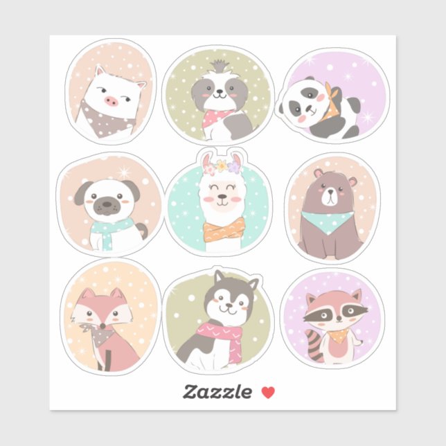 Sticker pour animaux mignons (Feuille)