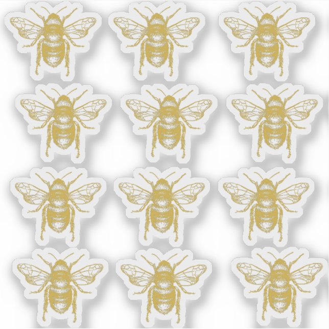 Sticker pour apiculteur d'abeilles vintage Gold (Devant)