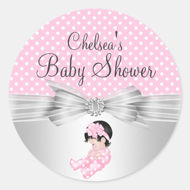Sticker pour Baby shower à points Girl Polka (Devant)