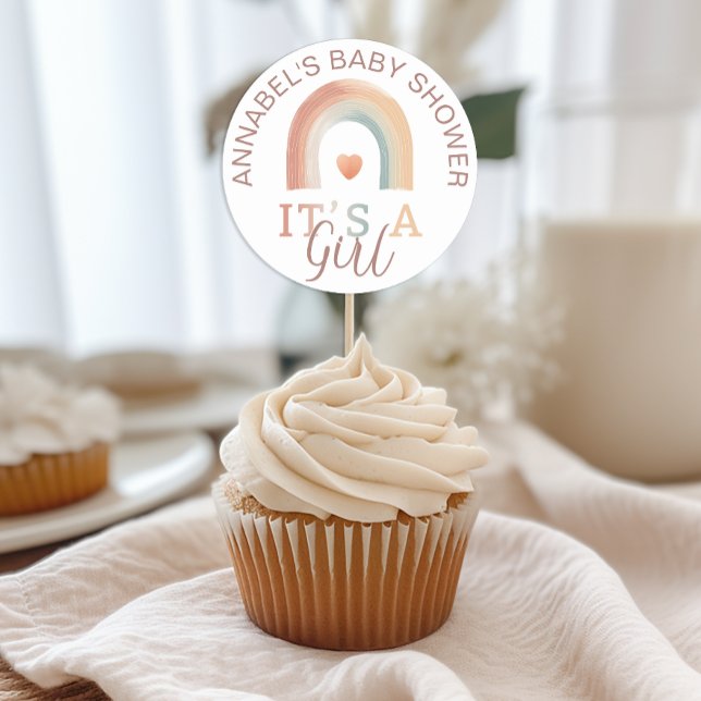 Sticker pour Baby shower arc-en-ciel pour filles B (Baby Shower Favor Sticker - to used any number of ways)