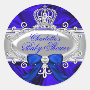 Sticker pour Baby shower bleu Little Prince Royal