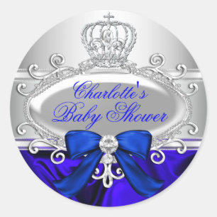 Sticker pour Baby shower bleu Little Prince Royal