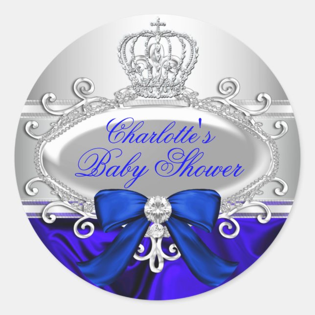 Sticker pour Baby shower bleu Little Prince Royal (Devant)