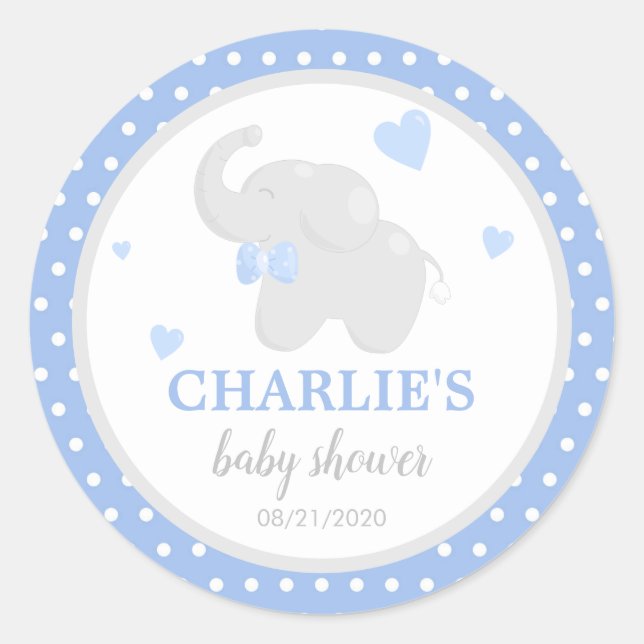 Sticker pour Baby shower bleu Polka Dot (Devant)
