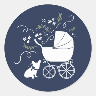 Sticker pour Baby shower Bulldog français