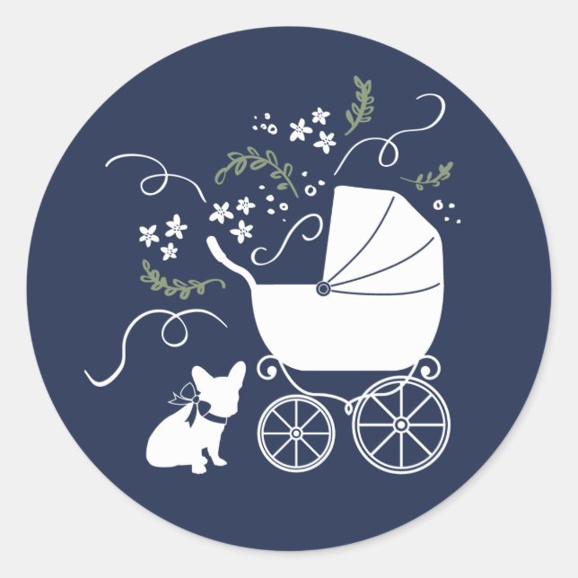Sticker pour Baby shower Bulldog français (Devant)