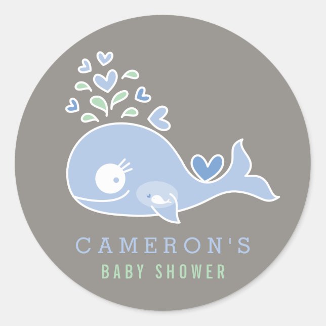 Sticker pour Baby shower de bébé maman Blue Whale (Devant)