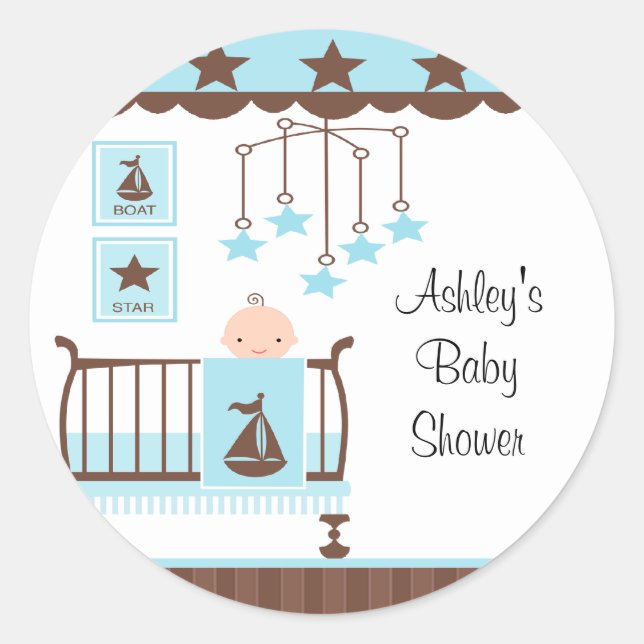 Sticker pour Baby shower de chambre bébé bleu doux (Devant)