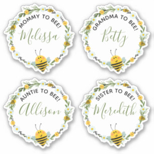 Sticker pour Baby shower de couronne d'abeilles ne