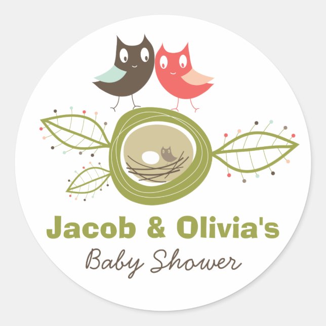 Sticker pour Baby shower de famille de Chouette de (Devant)