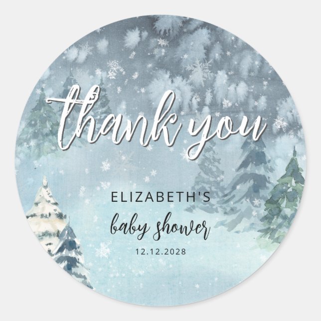 Sticker pour Baby shower de forêt d'hiver (Devant)