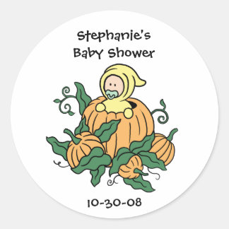 Sticker pour bébé citrouille - Baby shower Party F