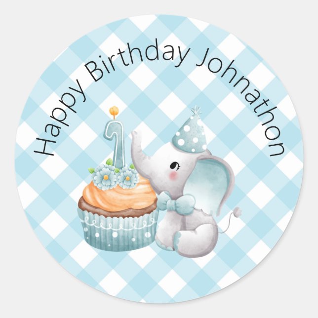 Sticker pour bébé éléphant premier anniversaire Pl (Devant)