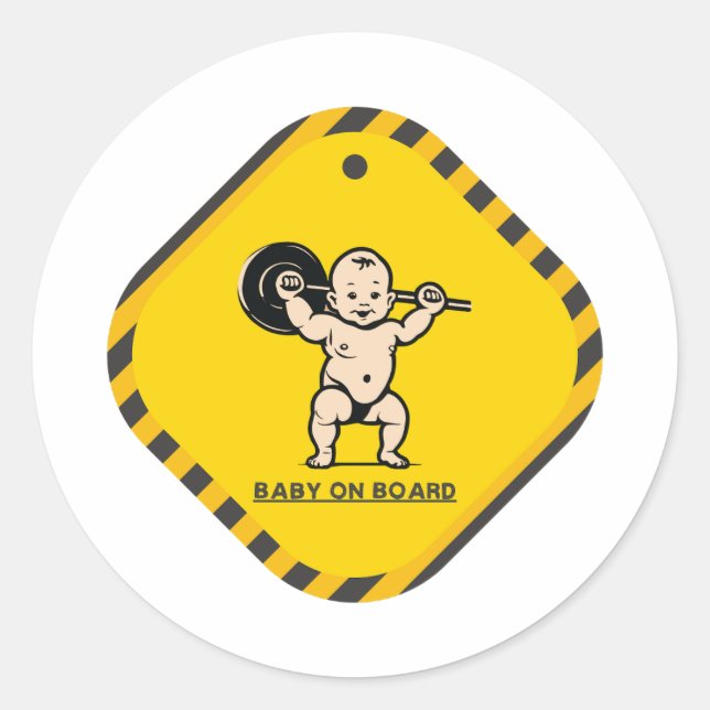 Sticker pour bébé musculaire à bord - Amusant et f (Devant)