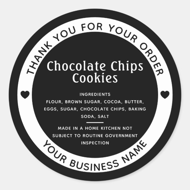 Sticker pour biscuits à base d'ingrédients minimal (Devant)