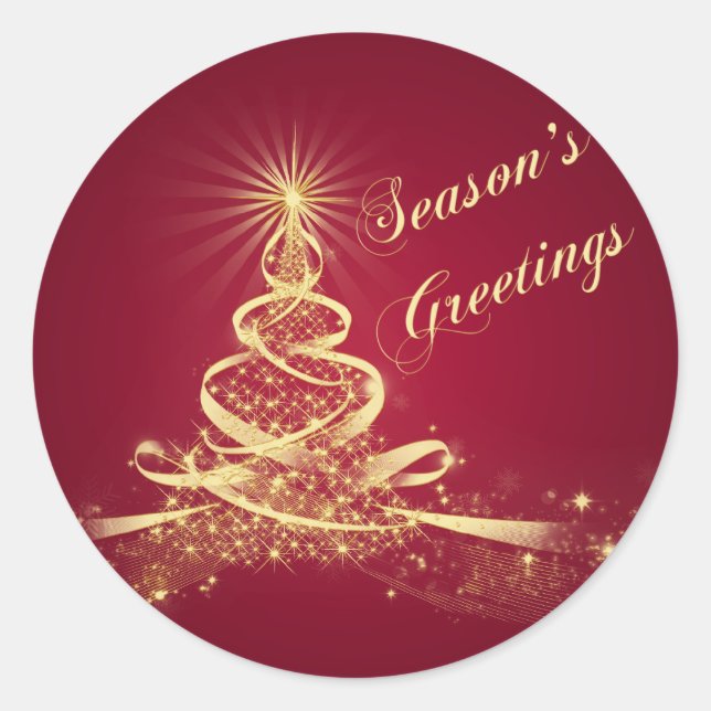 Sticker pour Bonnes Fêtes Red, Gold Lighted Tree (Devant)