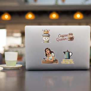 Sticker pour café —4 stickers café rétro/amusants