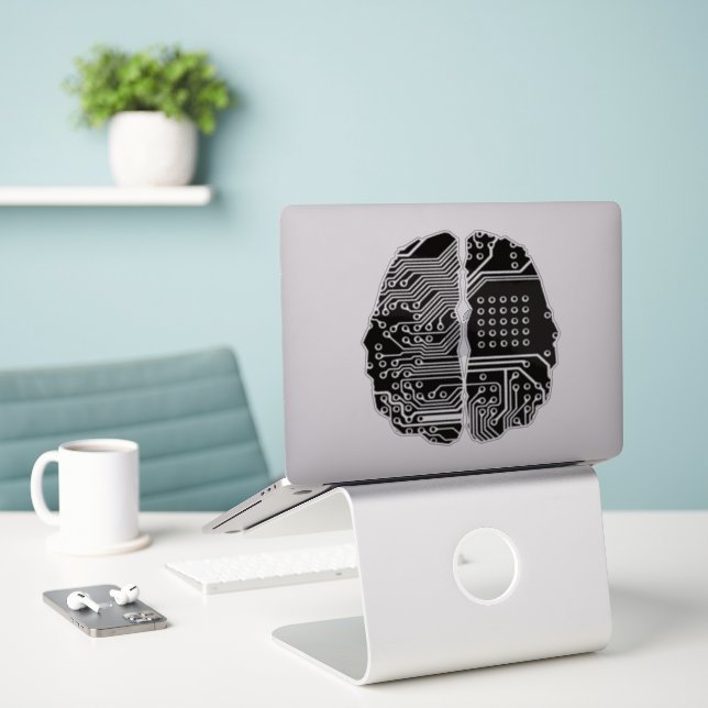 Sticker pour cerveau IA - Edge urbain futuriste (Ordinateur portable sur le bureau)