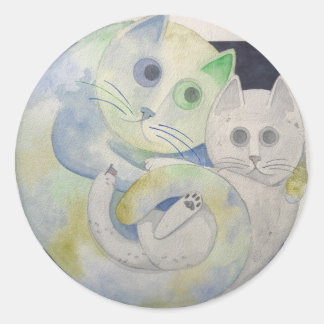 Sticker pour chat de la mère Terre et Lune
