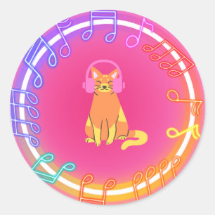 Sticker pour chat de musique néon